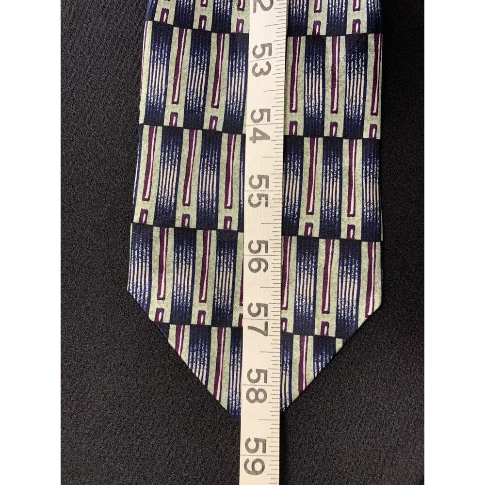 Vtg 90s Ottimo Uomo Silk Neck Tie Men Designer Green Purple Abstract Art Deco